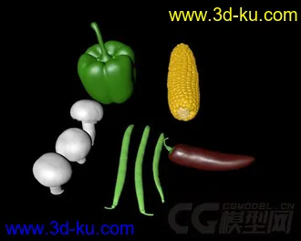 3D打印模型豆角 四季豆 蘑菇 玉米 辣椒 蔬菜的图片