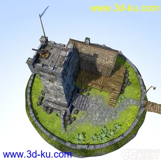 3D打印模型科幻系列——空中堡垒 科幻空中城堡 空中防御塔 天上巡逻站 空中小村庄的图片