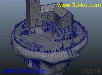 3D打印模型科幻系列——空中堡垒 科幻空中城堡 空中防御塔 天上巡逻站 空中小村庄的图片