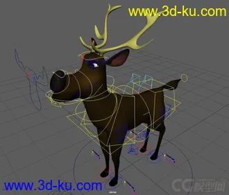 3D打印模型Cartoon Deer Rig full facial controls的图片