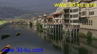 3D打印模型朴实的小山村  滨水 民居的图片