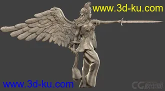 3D打印模型挥着翅膀大剑的女神的图片