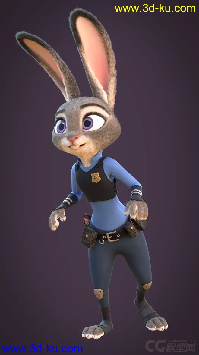 疯狂动物城 兔子警官朱迪Judy Hopps模型下载 带材质绑定的图片2