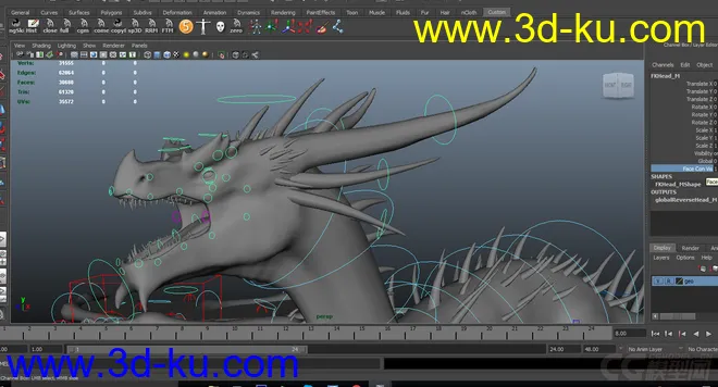 ；是等龙   西方龙  写实类 Dragon   影视级绑定，材质已调节可直接用；模型的图片3