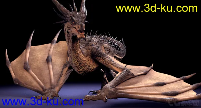 ；是等龙   西方龙  写实类 Dragon   影视级绑定，材质已调节可直接用；模型的图片4