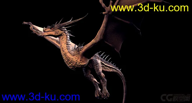 ；是等龙   西方龙  写实类 Dragon   影视级绑定，材质已调节可直接用；模型的图片5