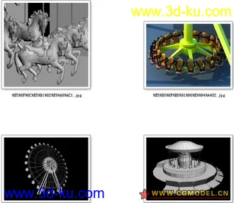 3D打印模型游乐园 摩天轮 旋转木马 大摆锤 超大压缩包 欢迎下载 勿忘加分的图片