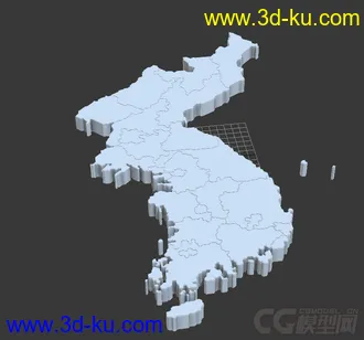 3D打印模型韩国地图 朝鲜地图 南北韩地图 比较细致的图片