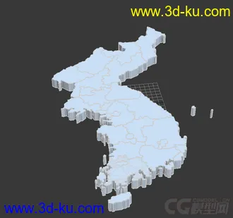 3D打印模型韩国地图 朝鲜地图 南北韩地图 比较细致的图片