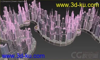 3D打印模型科幻系列之水边未来城市，科幻建筑的图片