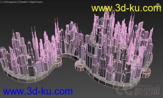 3D打印模型科幻系列之水边未来城市，科幻建筑的图片