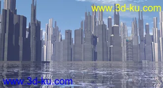 3D打印模型科幻系列之水边未来城市，科幻建筑的图片