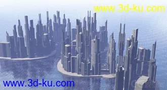 3D打印模型科幻系列之水边未来城市，科幻建筑的图片