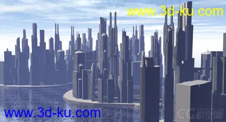 3D打印模型科幻系列之水边未来城市，科幻建筑的图片