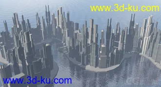 3D打印模型科幻系列之水边未来城市，科幻建筑的图片