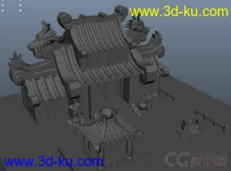 3D打印模型Q版场景院落的图片