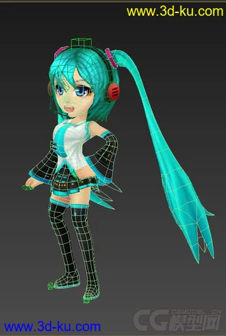 3D打印模型Q版低模，初音，低模免费的图片