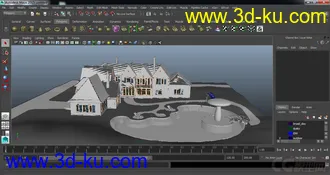 3D打印模型有水池的别墅包含贴图c4d、maya、max、obj格式的图片