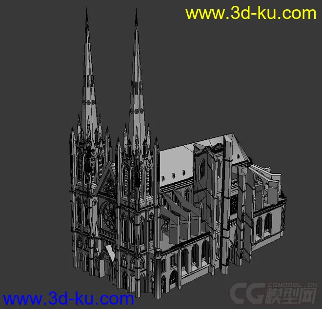 欧式建筑——巴黎圣母院模型的图片1