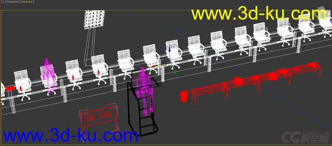 比赛设施-裁判-会议-冰块-羽毛球拍-椅子-矿泉水模型的图片3