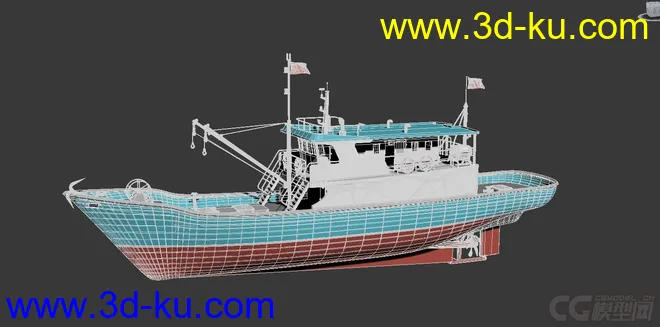 25m渔船 捕捞船 水产渔业船只 中型渔轮 原创模型的图片5
