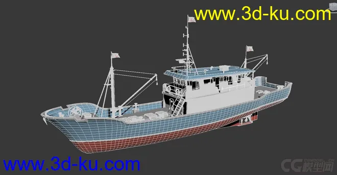 30m中型渔船 大型渔船 渔轮 布线清晰 原创模型的图片4