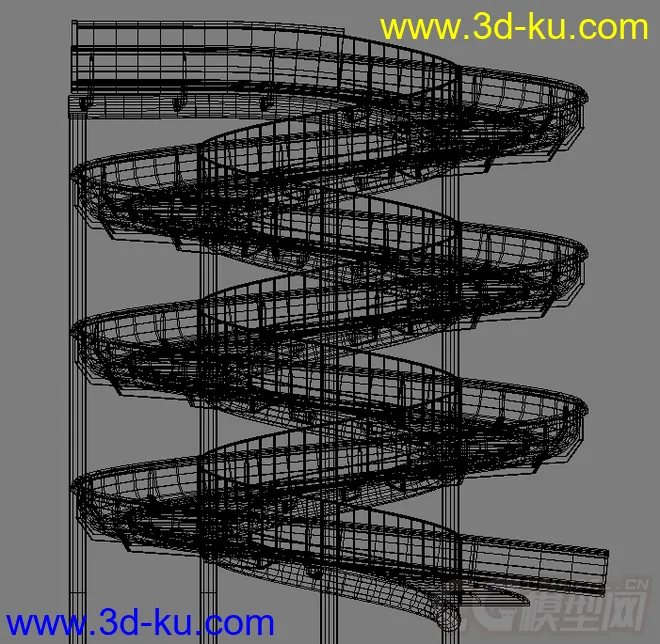 大型敞开式滑梯-水上滑梯模型的图片2