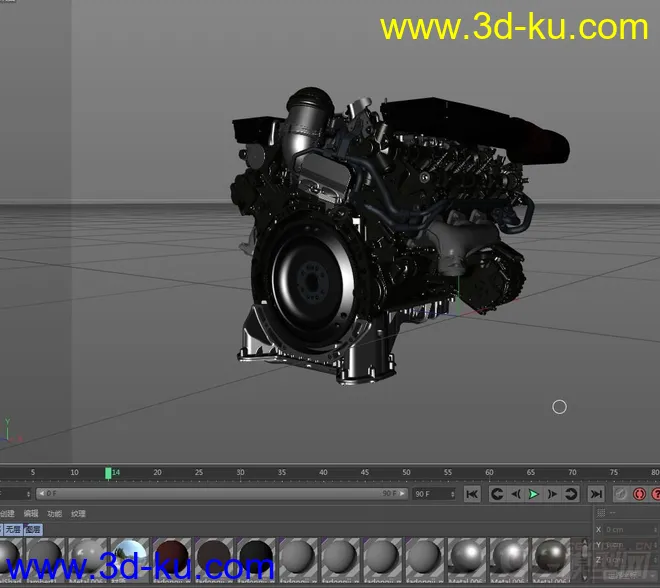C4D带材质发动机模型的图片1