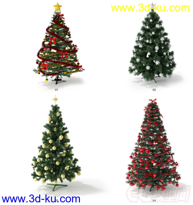 圣诞树-蜡烛-花环-袜子-烛台-花模型的图片1