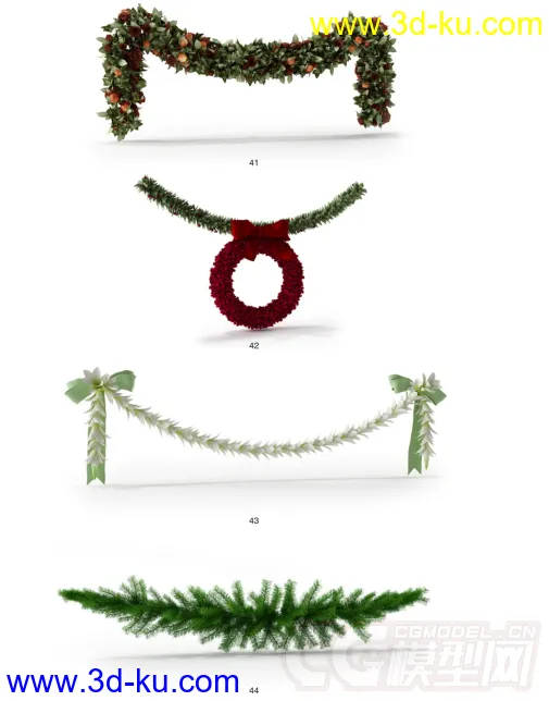 圣诞树-蜡烛-花环-袜子-烛台-花模型的图片3