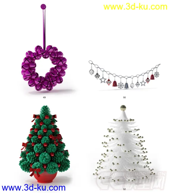 圣诞树-蜡烛-花环-袜子-烛台-花模型的图片5