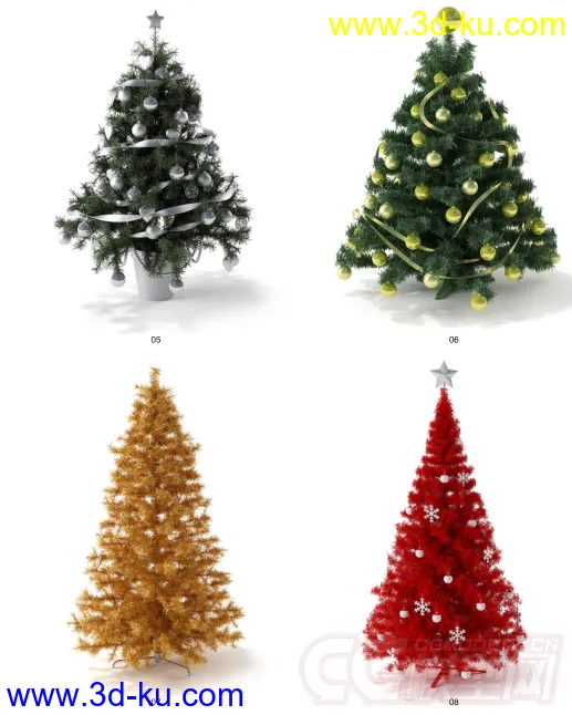 圣诞树-蜡烛-花环-袜子-烛台-花模型的图片8
