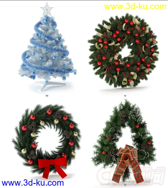 圣诞树-蜡烛-花环-袜子-烛台-花模型的图片9