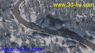 3D打印模型c4d场景 冬季雪山森林公路的图片