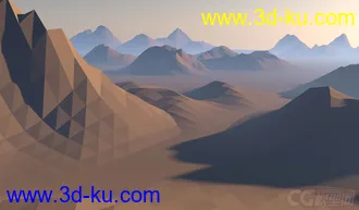 沙漠 lowpoly 低面沙漠 desert  c4d模型的图片