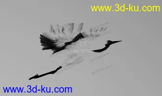 3D打印模型水墨仙鹤 C4D   CRANE 带动画的图片