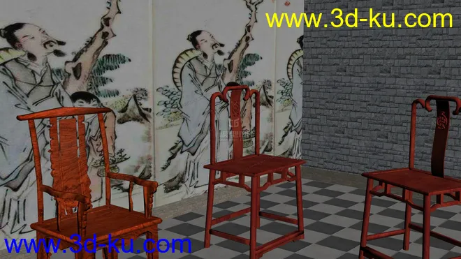 几个中式椅子模型的图片1