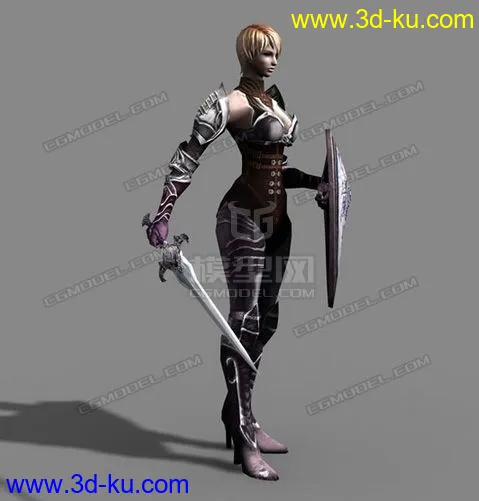 unity3d 游戏人物模型 girlWarrior 女战士 带动作 FBX的图片2