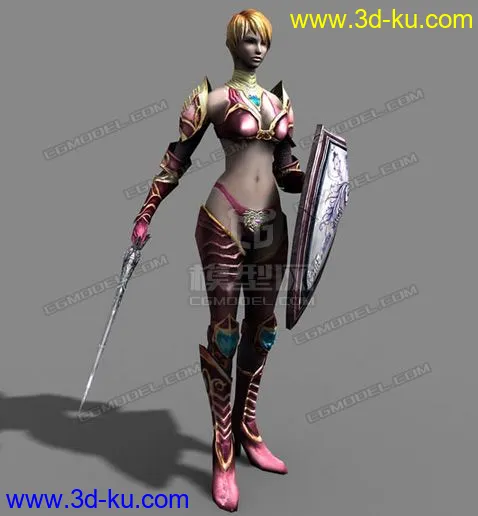unity3d 游戏人物模型 girlWarrior 女战士 带动作 FBX的图片3