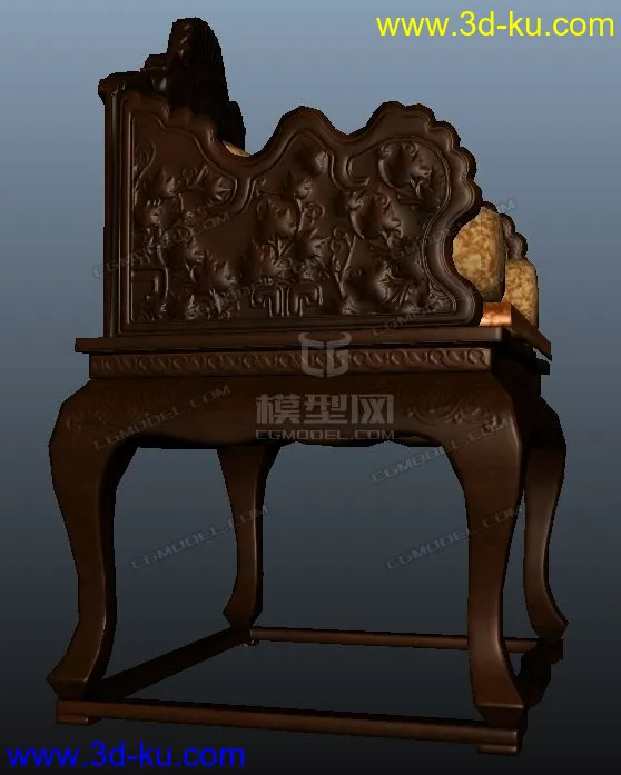 次时代中式实木椅子模型的图片2
