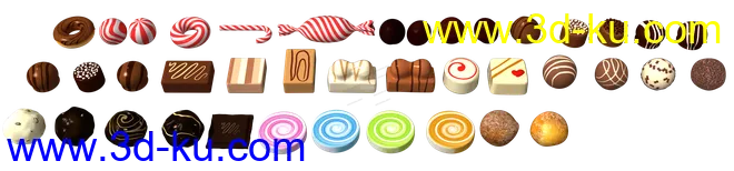 糖果 波板糖 巧克力 彩虹糖模型的图片1