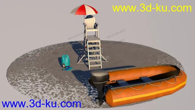 沙滩装备 海滩装备  橡皮艇模型的图片2