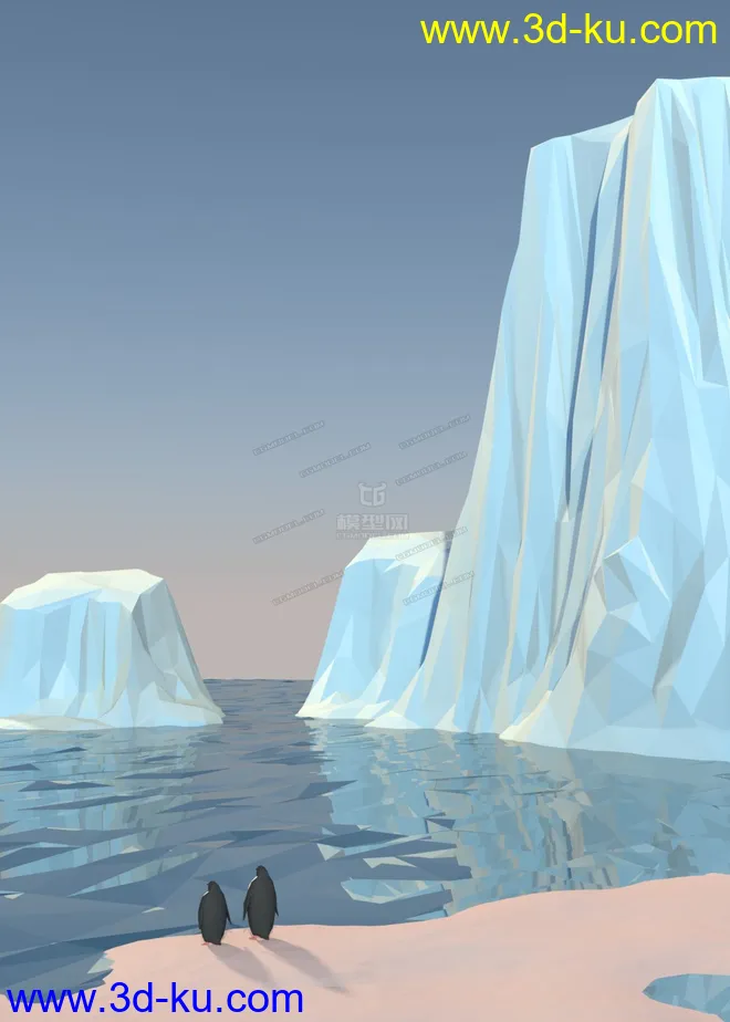 南极冰山 lowpoly模型的图片2