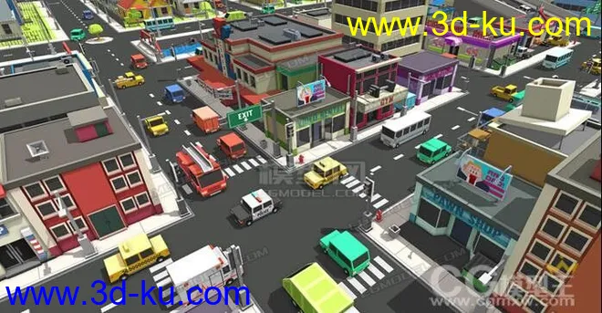 U3D模型分享 卡通小镇模型的图片1