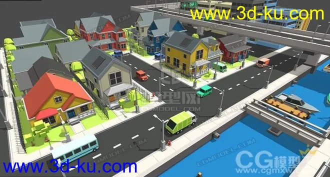 U3D模型分享 卡通小镇模型的图片3