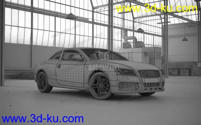 非常使用的奥迪汽车外加车库模型的图片8