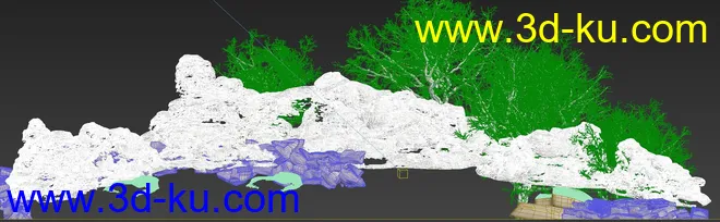 雪-雪树-石头模型的图片1