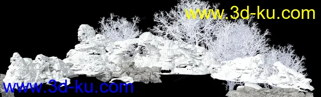 雪-雪树-石头模型的图片2
