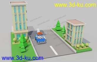 3D打印模型卡通街道  lowpoly 街道  C4D的图片