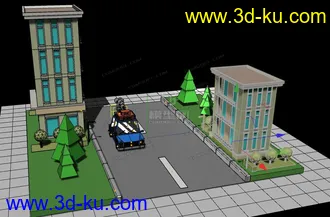 3D打印模型卡通街道  lowpoly 街道  C4D的图片